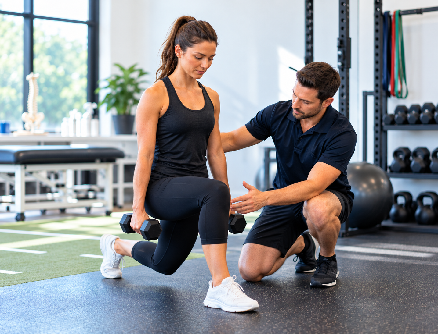 Chiropractor guiding a patient through strengthening exercises to support rehabilitation for recurring muscle and joint pain in Geelong.
